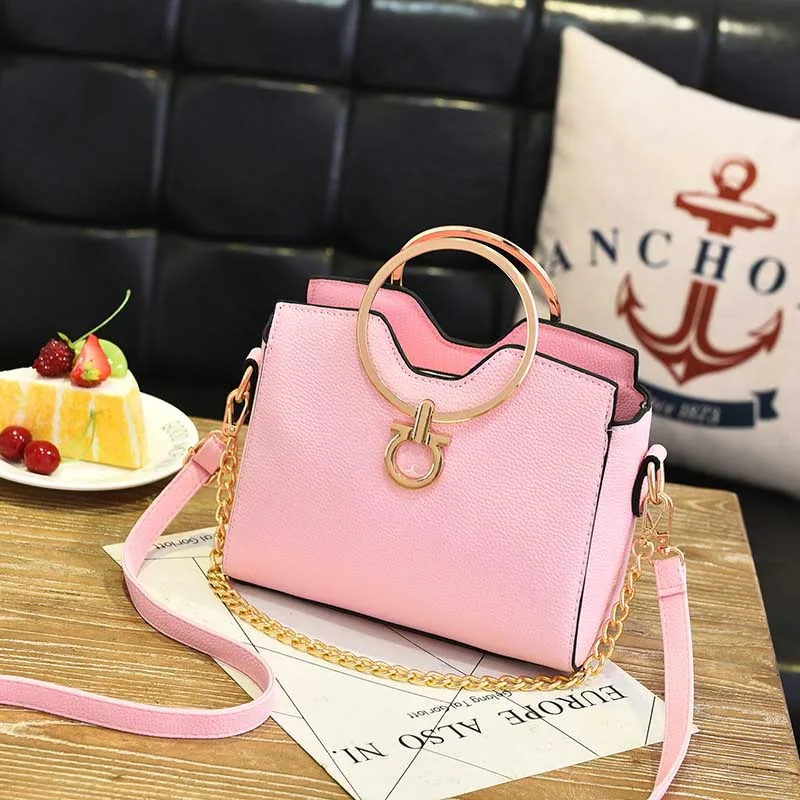PU Leather Women Casual Handbag Female Holiday Messenger Bag Lady Exquisite Crossbody Mini Fashion Metal Ring Handle Bag SS7087 (7)