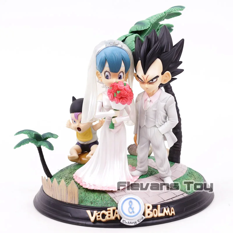 

Dragon Ball Vegeta Bulma Wedding Day with Trunks Baby PVC Statue Figure Collectible Model Toy