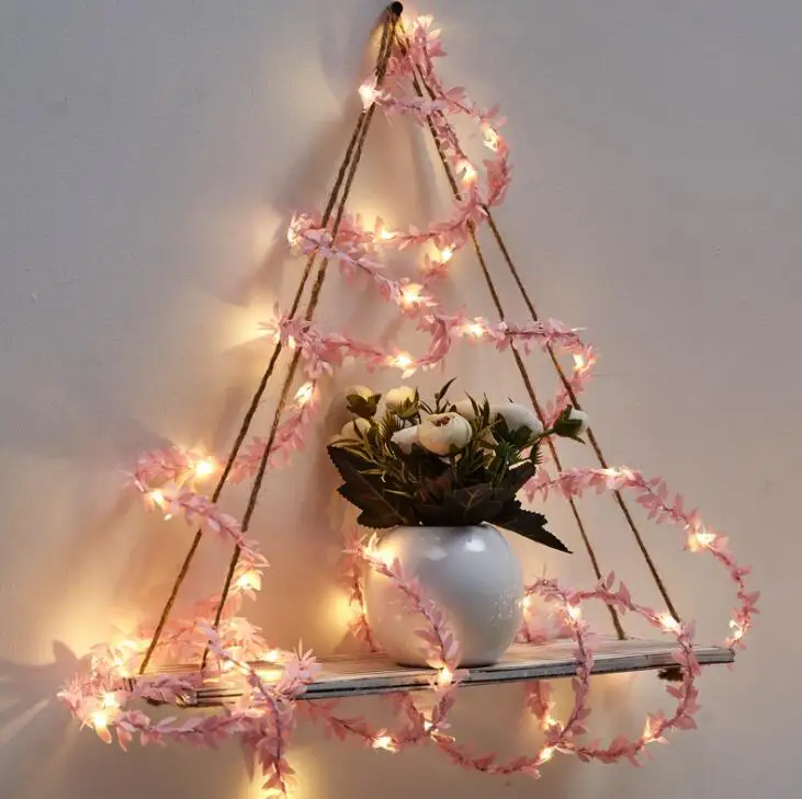 

Led leaf copper wire lamp string branch lamp simulation green leaf lamp room outdoor lamp string