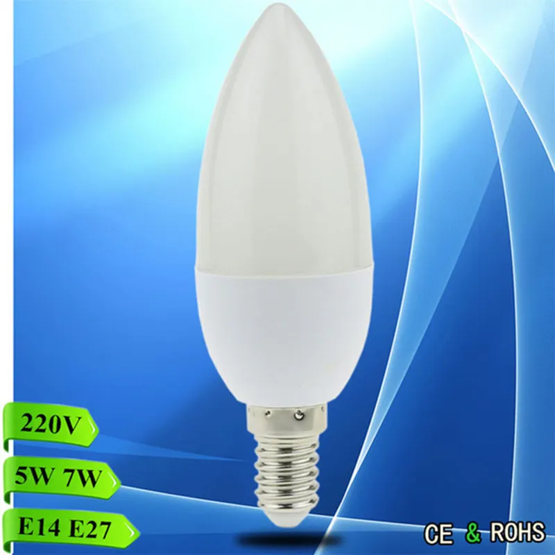 1X 5W 7W Led Candle Bulb E14 E27 220V Save Energy spotlight Warm/cool