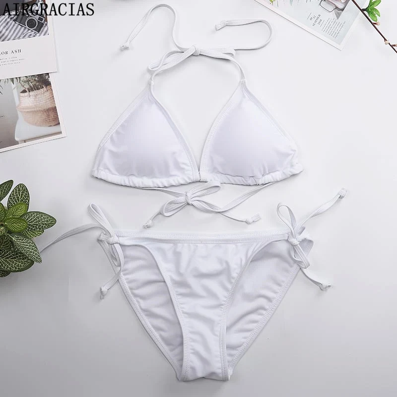

AIRGRAICAIS swimwear women 2019 New Summer Two Pieces Bikini Set Solid High Quality Padded Push Up Swimwear Brazilian Bikini