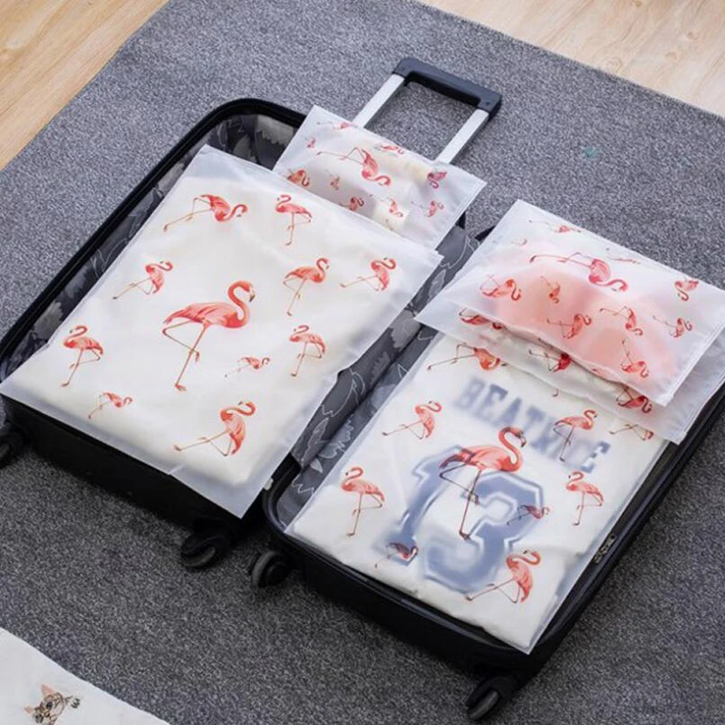 

Flamingo Transparent Zip Lock Plastic Storage Bag Travel Necessary Makeup Toiletry Bag Bath wardrobe organizer Shoe Bag JMA082Y