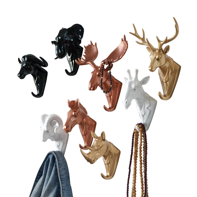 Animal head ornaments wall decoration hooks resins handicrafts creative characters deer head keys hook doors rear wall hoo Animal head ornaments wall decoration hooks resins handicrafts creative characters deer head keys hook doors rear wall hoo