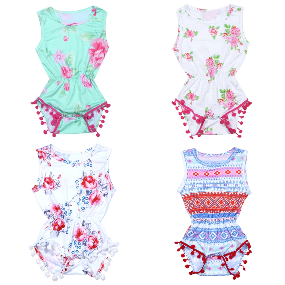 font b Baby b font Girls Romper Summer Floral Sleeveless Jumpsuit Infant Girls Floral Print