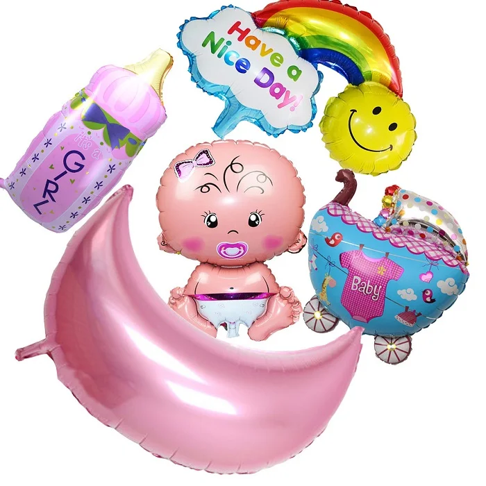 5 штук в партии Baby Shower Фольга Шарики для маленьких мальчиков 1 год День рождения Аксессуары Baby Shower Шарики классический Надувные игрушки - Цвет: pink set