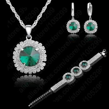 

Romantic Women Wedding Jewelry Sets 925 Sterling Silver Cubic Zircon Necklace&Earring&Bracelet Set