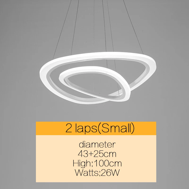 Новые современные подвесные светильники для гостиной столовой 4/3/2/1 круг кольца акриловая люстра со светодиодами потолочный светильник светильники iYoee - Цвет абажура: 2 Ring 43 25cm