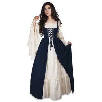 

2019 retro party Renaissance Victorian Medieval Gothic Long Dresses plus si Maxi ball gown Middle Ages Prom dress plus size 5XL