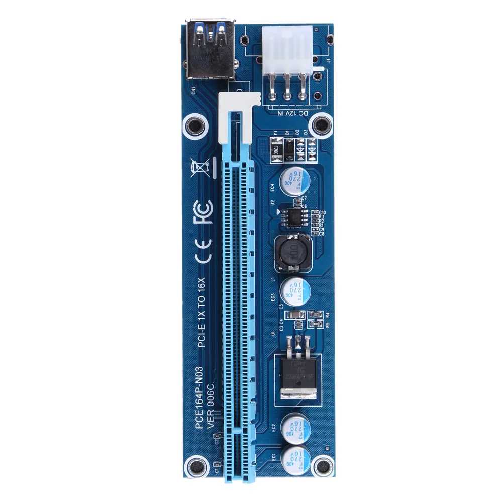 USB 3,0 PCI-E Express 1x to16x удлинитель Riser Card Adapter SATA 6Pin кабель питания для видеокарты для майнинга биткоина