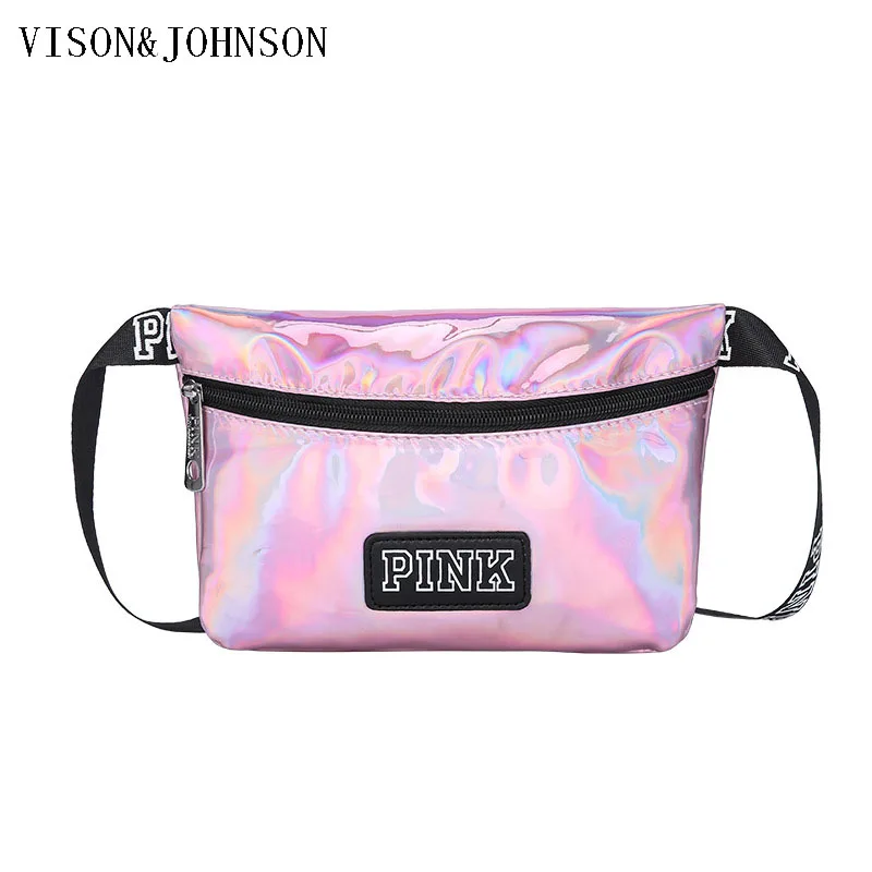 

Pink Laser Holographic Waterproof Rainbow Fanny Pack Waist Festival Bag,Belt Bag,Bum Bag,Hip Bag+Hip Pouch Burning Women Purses