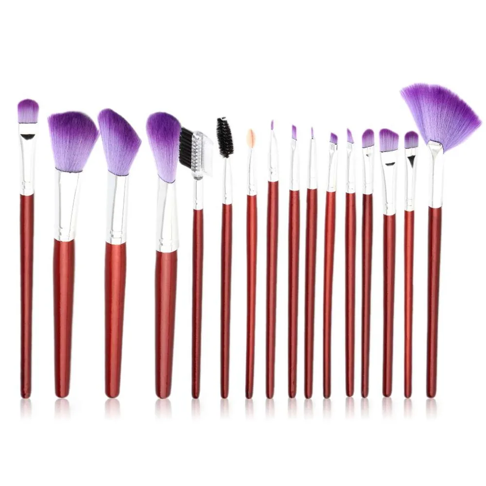 

2017New Double Color Artificial Hair 16 Pcs Makeup Cosmetic Brush Set Pink Wooden Handle Eyeshadading Eyebrow Lip Eyeliner Brush
