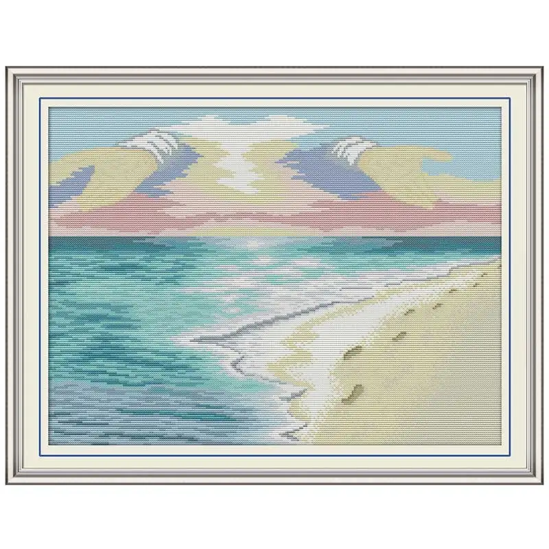 

Beach scenery painting counted DMC 11CT 14CT DIY kit Chinese wholesale Cross Stitch embroidery needlework Sets home decor