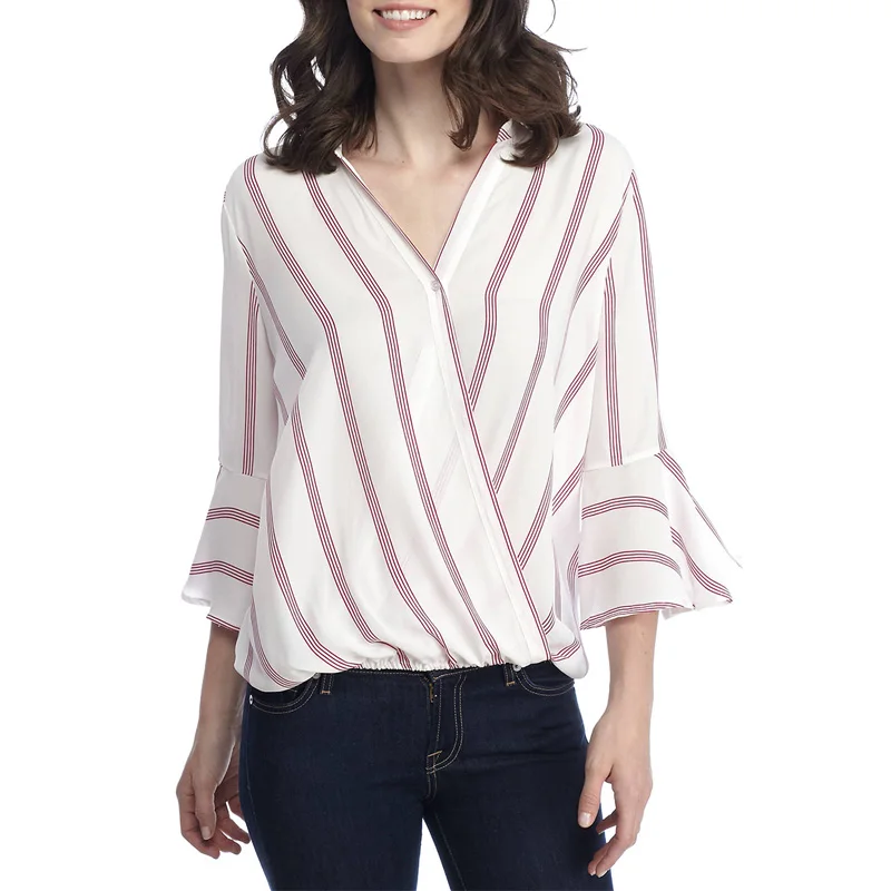 

Women Blouse Shirt Women Striped Fashion Woman Blouses 2018 Flare Sleeve Womens Tops and Blouses Feminine Ladies Top Female