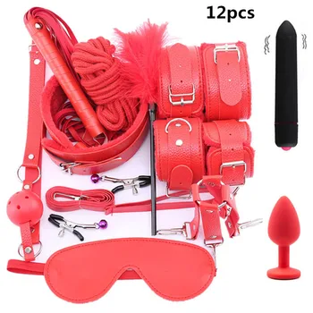 BDSM Bondage Erotic Sex Toys for Adult Game Leather BDSM Sex Kits Bondage Handcuffs Sex Game Whip Gag Nipple Clamps SM Bdsm Toys new stainless steel metal bdsm bondage handcuffs slave restraint sm erotic couples adult game sex toys for man woman