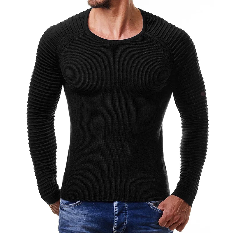 Мужской свитер, новый зимний Повседневный облегающий пуловер для фитнеса, облегающий круглый чокер на руку, мужской классический