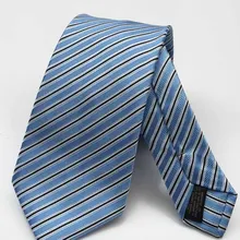 Новое поступление диагональные полосы полиэстер Для мужчин Галстуки для свадьбы Vogue Бизнес Gravatas Небесно-Голубой Для мужчин в полоску галстук с черным