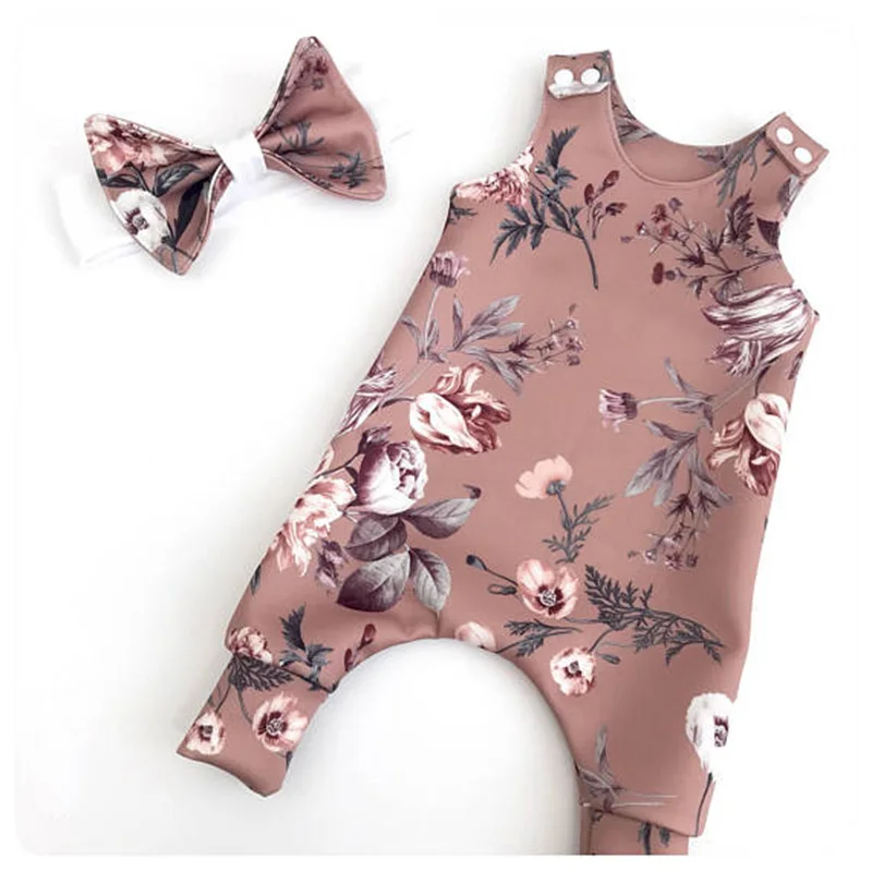

0-2T Summer Newborn Baby Girls Clothes Sleeveless Floral Romper Cute Sweet Jumpsuit casual Outfits flower infantil