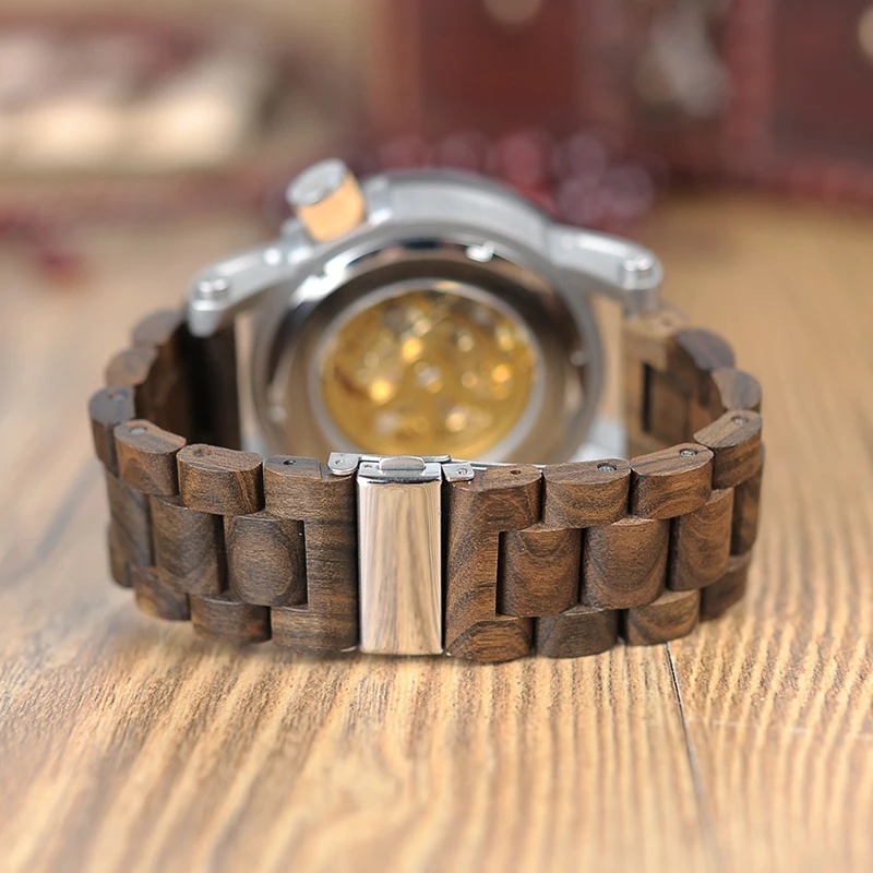 BOBO BIRD Мужские автоматические механические часы, классический стиль, Роскошные Аналоговые наручные часы, деревянные часы со стальным ремешком в подарочной деревянной коробке