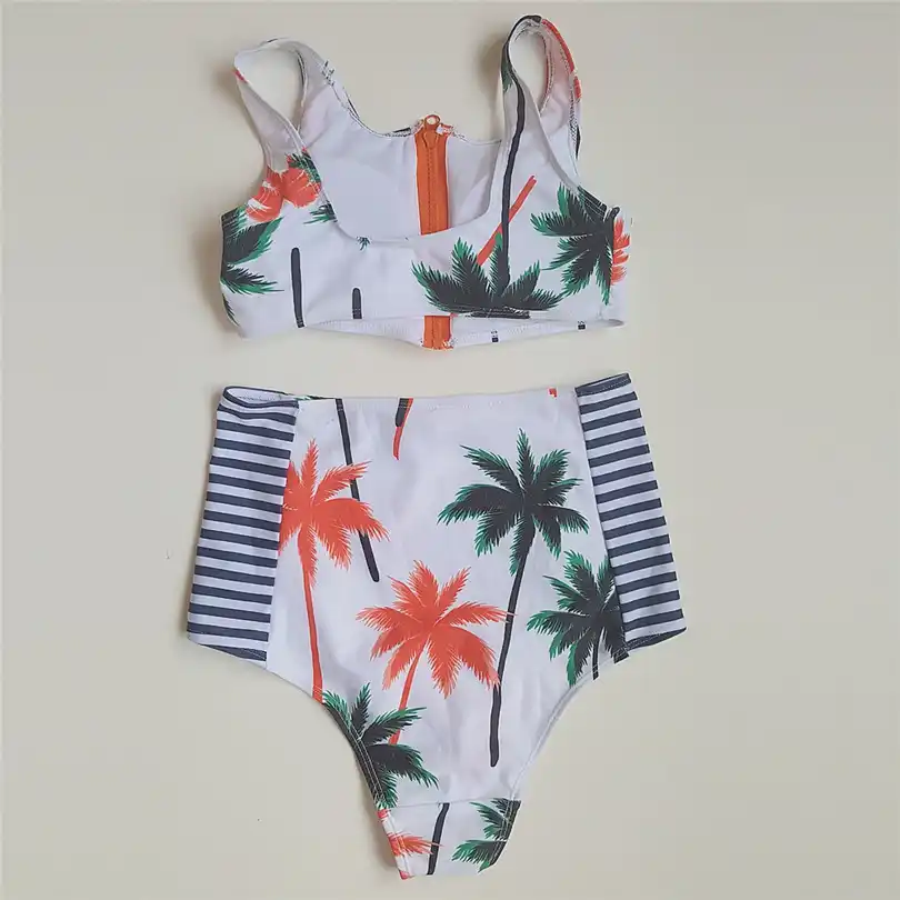palm random print bikini set