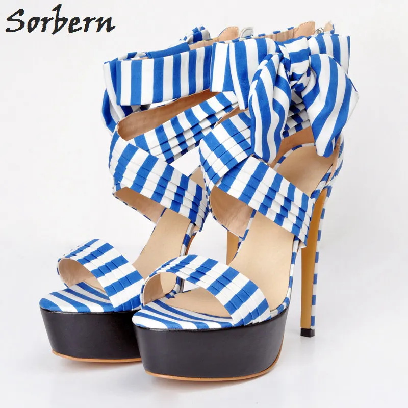 

Sorbern Plus Size Women Pumps Blue Zipper Luxury Shoes Women Designers 2018 Sandalia Mujer Sexy Pumps Vintage Shoes Women