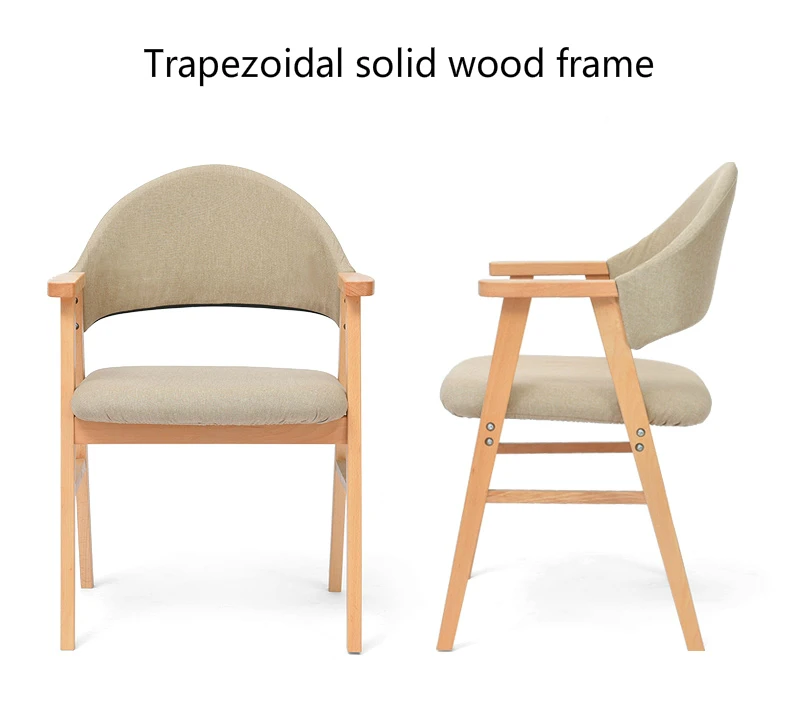 Скандинавский стиль, простой обеденный стул из твердой древесины, Многофункциональный стул для отдыха, домашний стул для кабинета, стул с подлокотником, моющееся сиденье