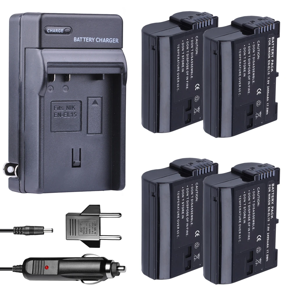 4 шт. EN EL15 зарядное устройство+ bateria ENEL15 EN-EL15 для Nikon D500, D600, D610, D750, D7000, D7100, D7200, D800, D800E, D810, D810A V1