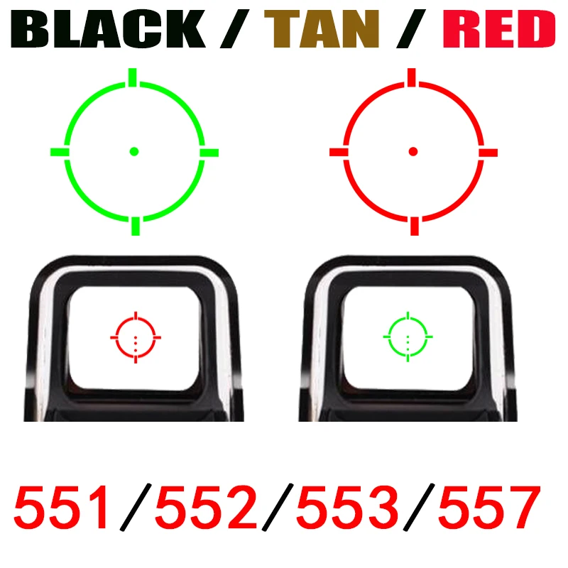 Tactical 552/551/553/557/558 colimador holográfico punto rojo óptico luz roja y verde con 20mm Rail montajes rojo/Negro/Tan