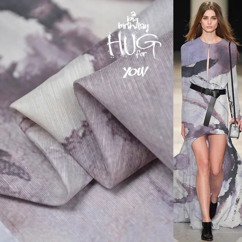 

Chinese painting fabric natural slub silk linen textile for gown 170cm*140cm