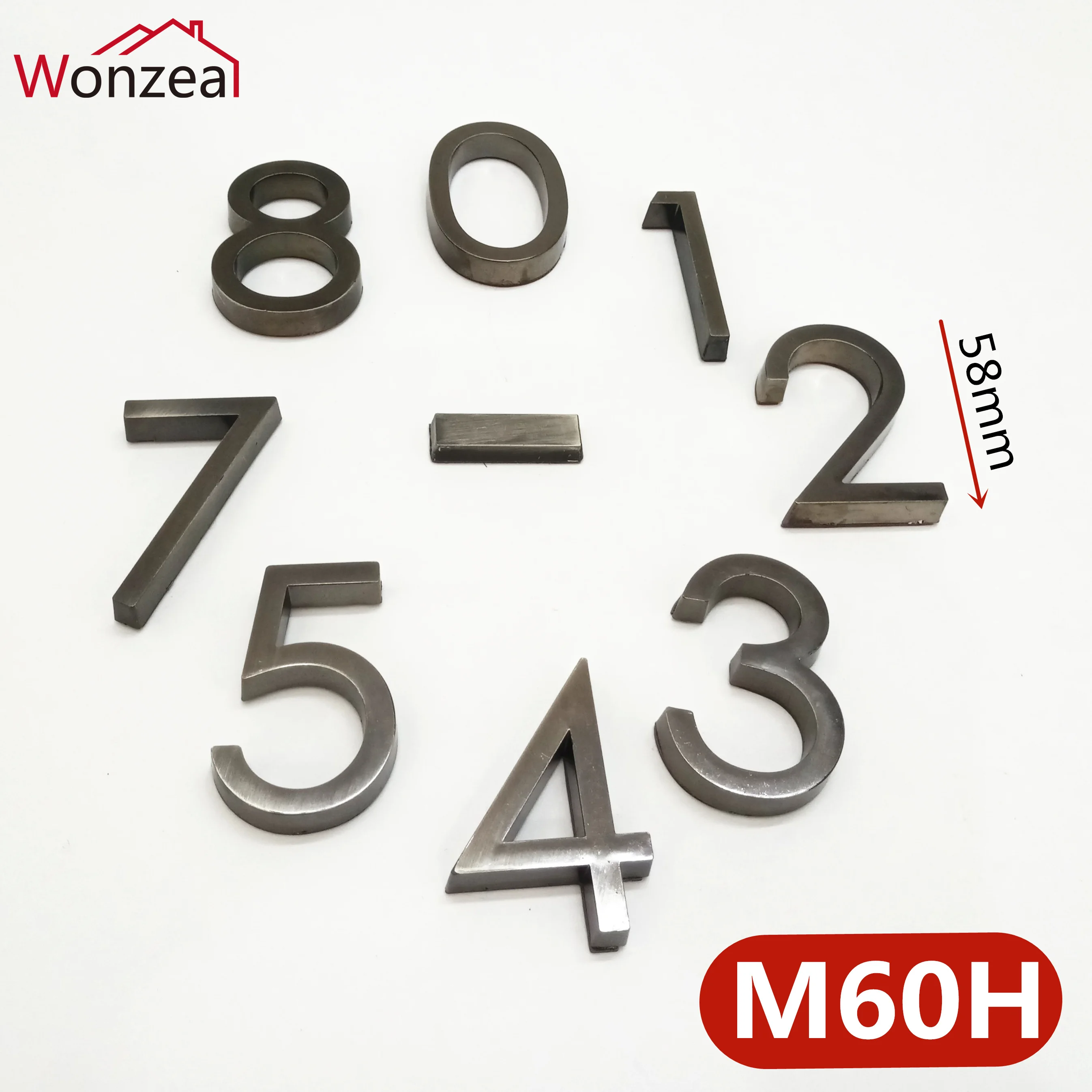 

0123456789 Modern Grey Door Plate Plaque Number House Hotel Door Address Digits Sticker Plate Sign ABS plastic