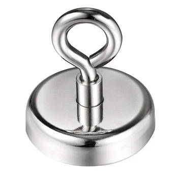 

Round Neodymium Eyebolt Magnet, Pulling Force 120kg,Fishing Magnet,Super Power N52,Diameter X 60mm Thick X 15mm For Salvage,Fi