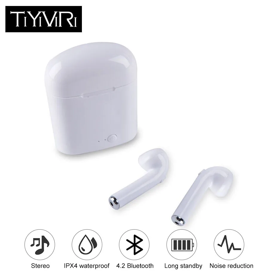 

TiYiViRi I7S Wireless Bluetooth Earphone Sport Headphone Earphone In Ear Earbud Stereo With Charging Box Mic For All Smart Phone