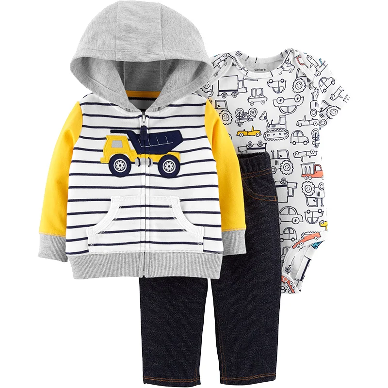 

Carters baby boy clothes 2019 3-Piece Little Jacket Set Cute print long sleeve newborn baby clothing 16486711