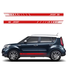 Автомобильные наклейки для Kia Soul автомобильные боковые полосы боковые юбки графические наклейки гоночные спортивные виниловые наклейки на машину 1 пара 2 шт L+ R