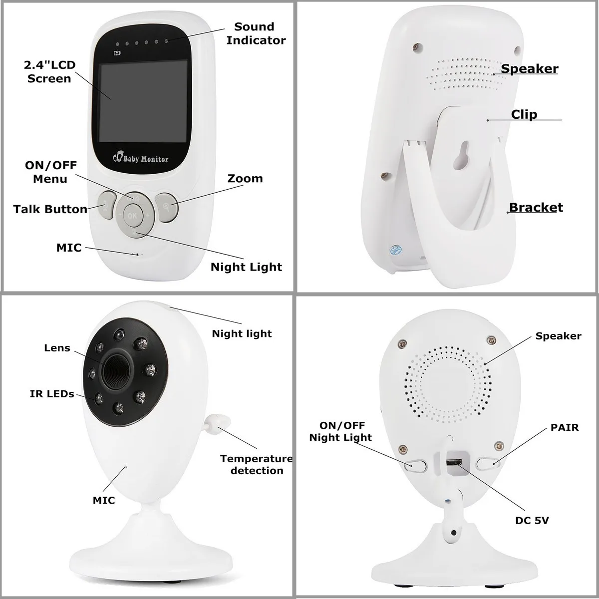 Beli LCD Nirkabel Audio Video Baby Monitor Radio Pengasuh Musik Intercom IR 24 H Portable Bayi Kamera Wifi Baby Walkie Talkie babysitter