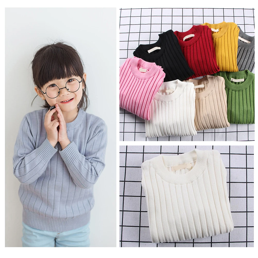 Girls Boys Sweater Pink Autumn Tiny Cottons Winter Kids Knitted