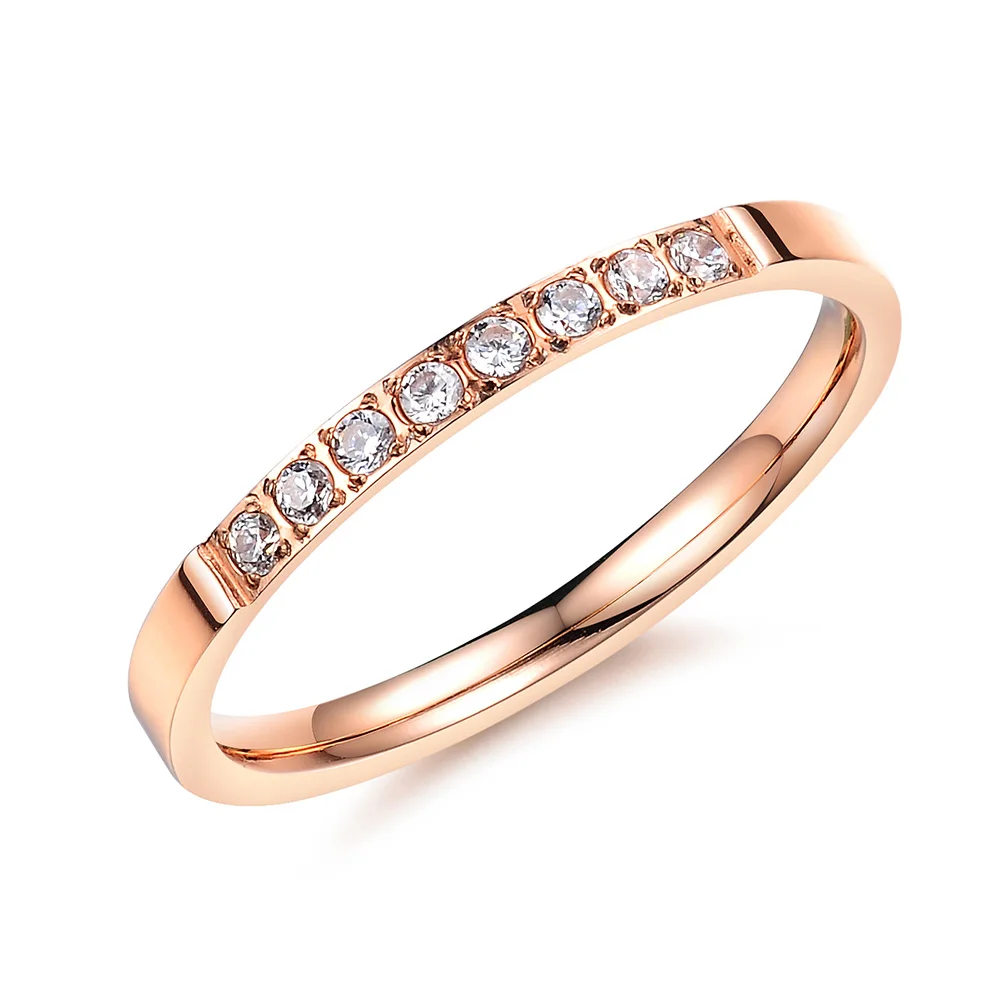 

FATE LOVE Fashion Solid Polished Stainless Steel Women Cubic Zirconia Rings Jewelry for girl Student US size 4 5 6 7 8