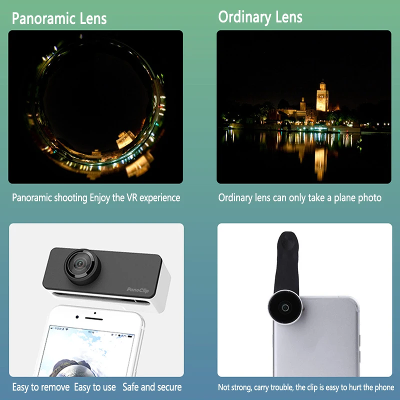 Новейший прямоугольник iphone 360 градусов панорамный объектив камеры полный обзор двойной объектив для Apple iphone X 6 7 8 Plus мобильный телефон
