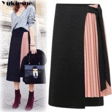 Высокая талия Женская юбка Юбки Женская мода Асимметричная женская s плиссированная юбка femme midii юбка макси А-силуэта плюс размер