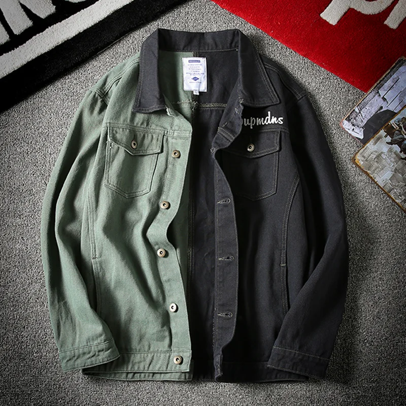YASUGUOJI Новинка модная хип-хоп цветная джинсовая куртка мужская Японская уличная одежда однобортная Мужская джинсовая куртка L134