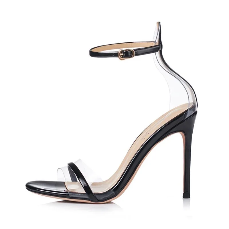 

Summer Newest Patent Leather High Heel Sandals Woman Black Sexy Concise European American Buckle Strap Dress Party Shoes