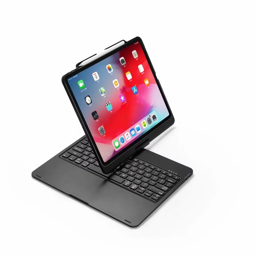 FULAIKATE для Apple iPad Pro 12,9 поворот Bluetooth Беспроводной клавиатура складной чехол Алюминий раскладушка с подставка для ручки в виде ракушки