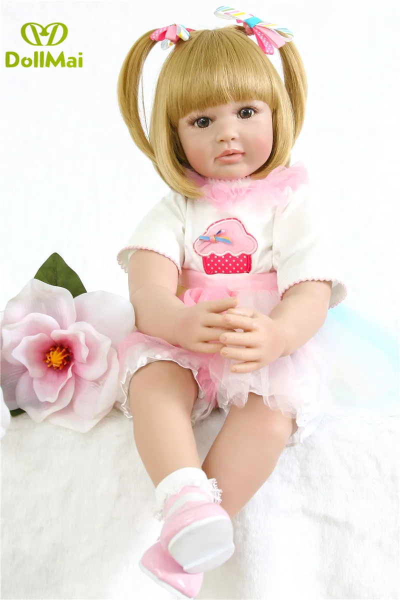 

60cm Silicone Reborn Baby Dolls 24inch vinyl Princess Toddler girl adorable Dolls Birthday Gift Present For Kid bebe Bonecas