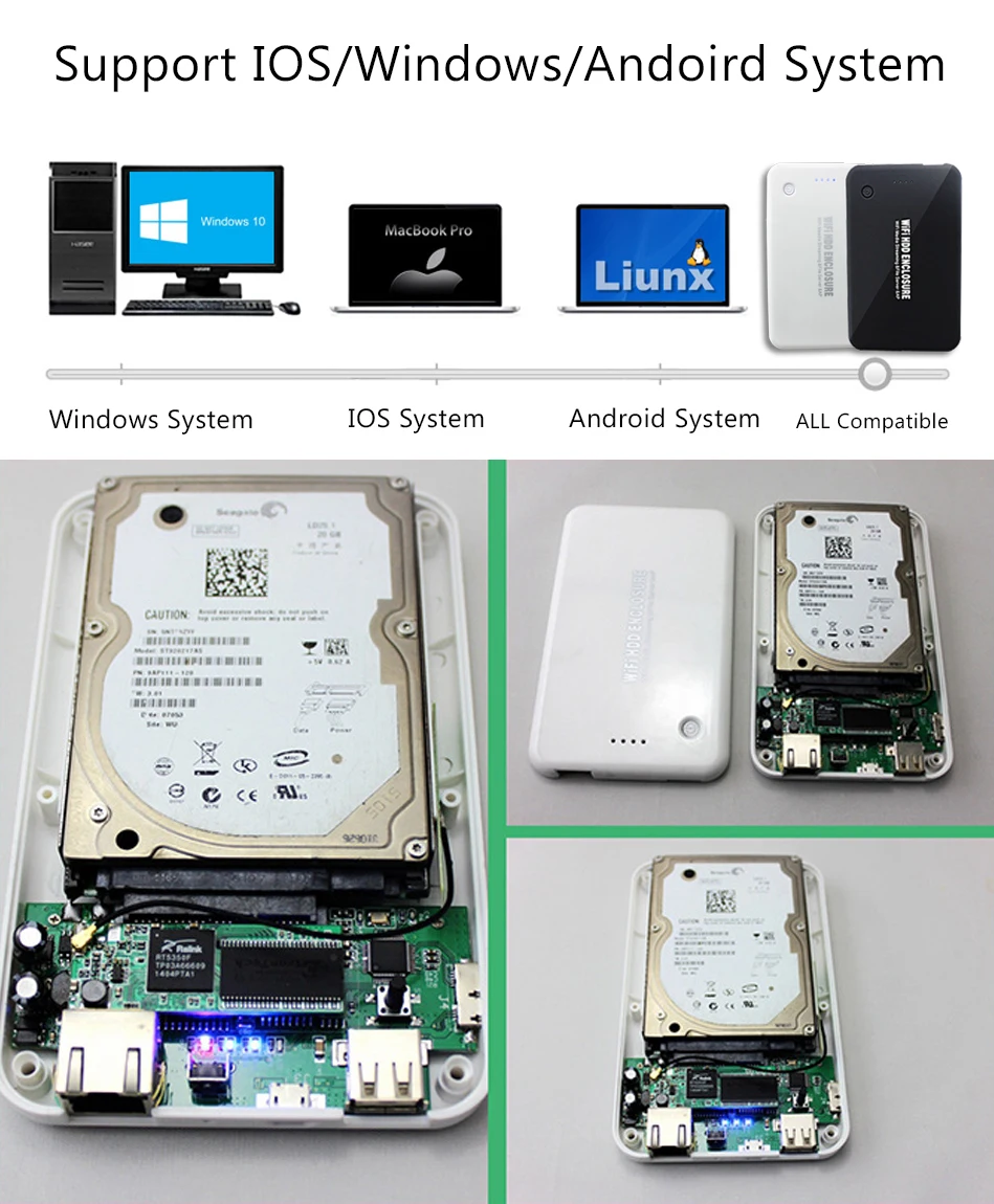 4000 мАч, блок питания для игры в мяч Wi-Fi ретранслятор Sata USB3.0 Hdd чехол для 1 ТБ жесткий диск HDD Caddy внешний жесткий диск чехол для телефона/планшета/ПК