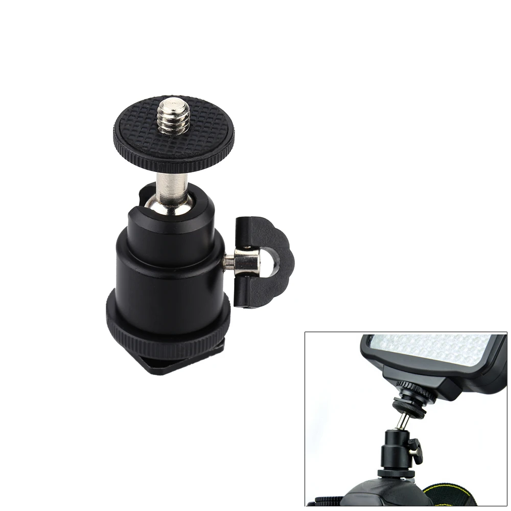 

Andoer Aluminium Alloy Photography Mini Ball Head 1/4" Mount with Flash Shoe for DSLR SLR DC Camera Mini DV Monitor etc