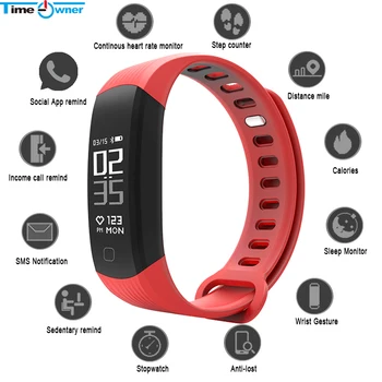 

Time Owner R8 Smart Wristband Continuous Heart Rate Fitness Tracker Sleep Monitor Smart Bracelet Notifier Stopwatch Smart Band