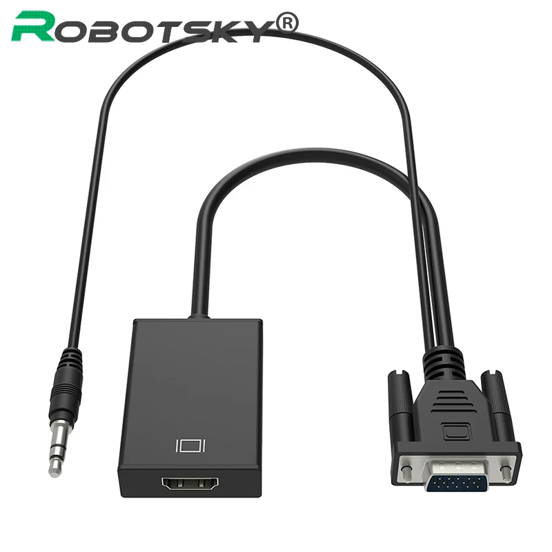 VGA to HDMI Converter Adapter Output 1080P HD +Audio TV AV HDTV Video Cable Converter Adapter for TV PC Laptop Projector vention hdmi to dvi converter full hd 1080p audio converter adapter with dual audio interface for hdtv projector drop shipping