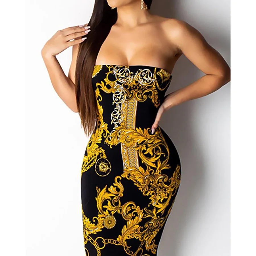 Взрывные Модели сексуальное модное платье с золотыми цепочками без рукавов с вырезом на спине