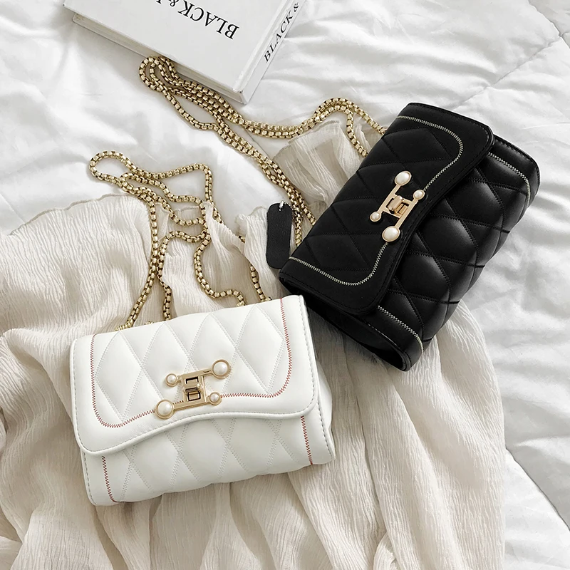 

Chain Diamond lattice jelly bags for women trend pattern Envelope bag square shoulder bag ladies handbag crossbody black white #