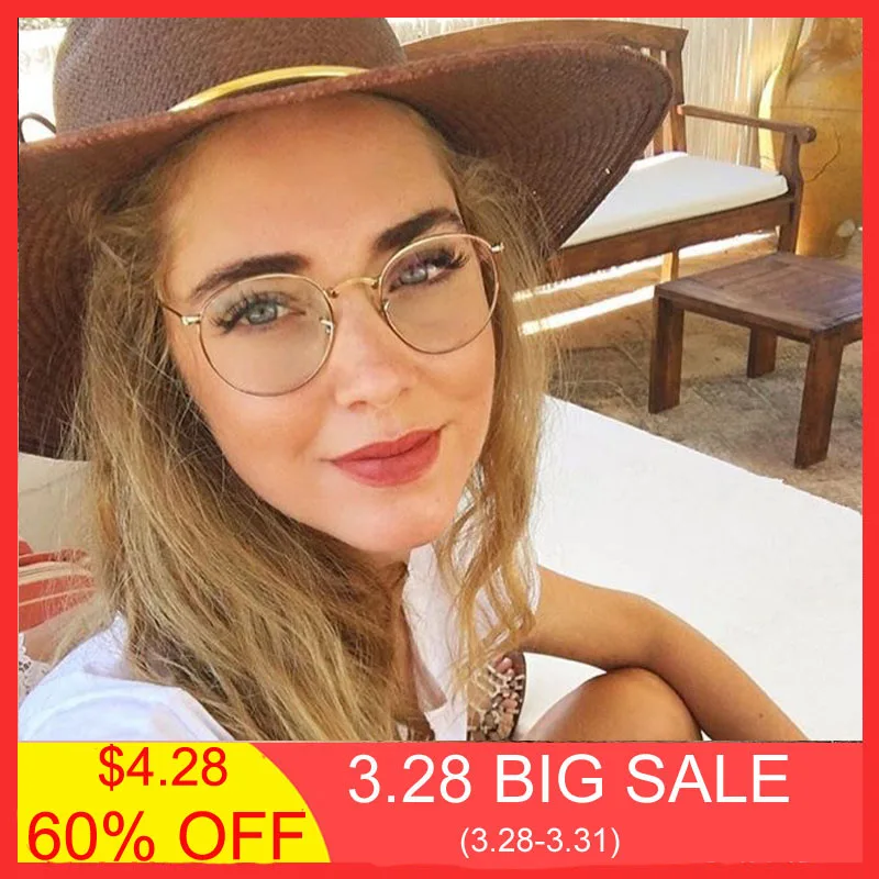 

Computer Glasses 2019 Spectacle Frames Anti Blue Light Goggles Anti Glare Eyeglasses Frame Women Round Clear Lens Fake Glasses