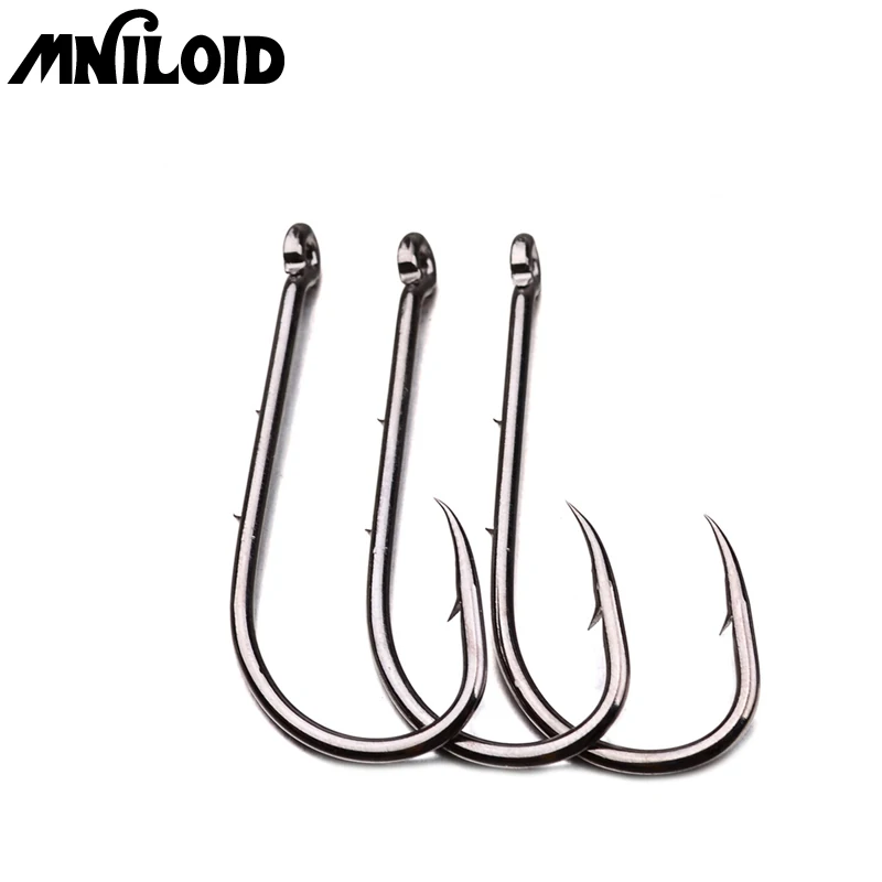 Lot 50pcs High Carbon Steel Baitholder Hook Jig Big Black Fishing Hooks 1#-7//0#